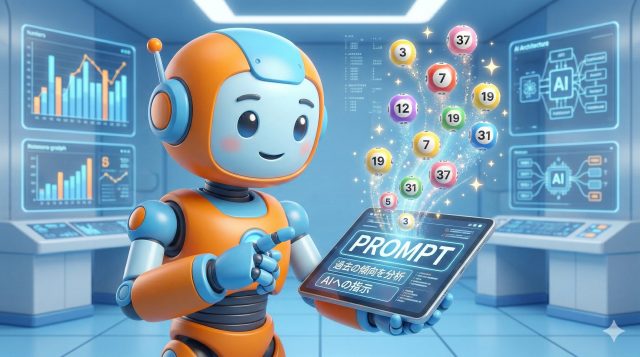 生成AIロボットがプロンプト(指示文)からロト7の数字ボールを生成している1個目の見出し画像
