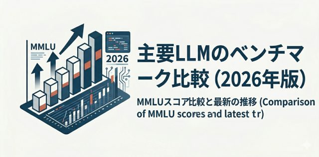 生成AIで主要LLMのベンチマーク比較（2026年版）を表現した画像です。