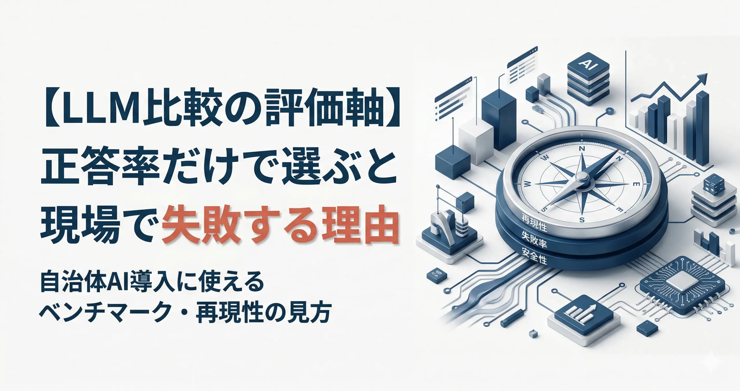 【LLM比較と評価軸】自治体が生成AI導入で失敗しないベンチマーク・再現性・失敗率の見方